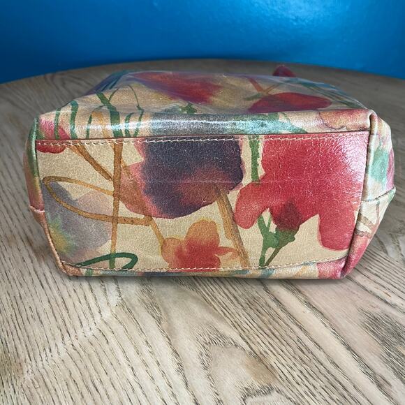 Maurizio Taiuti Italian Leather Floral Watercolor Women’s Bucket Bag Multi Color - Picture 4 of 10